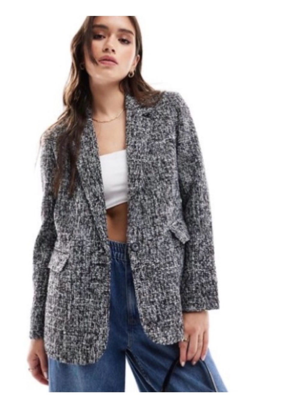 Abercrombie & Fitch Tweed Black & White Blazer